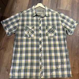 Kuhl Men's Casual Plaid Shirt - Gray and Yellow